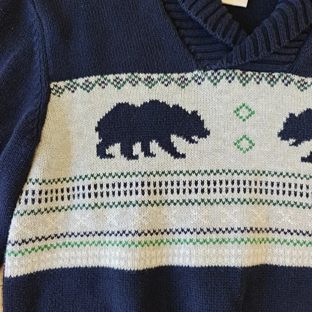 Gymboree bear shawl neck 100% cotton sweater sz M (7/8)